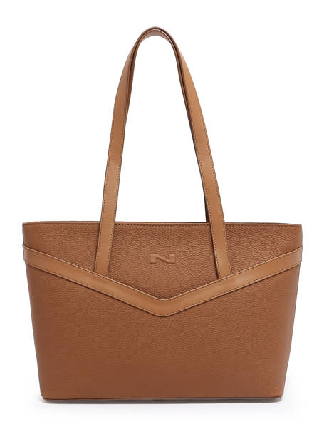 Sac Shopping Jelly Cuir Nathan baume Marron ines 2