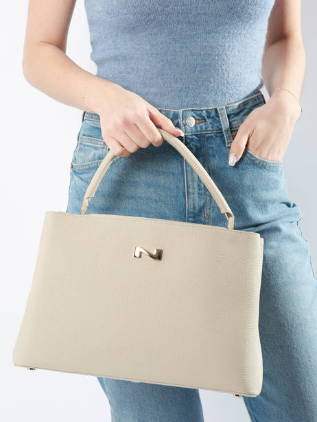 Sac Porté Main Violet Cuir Nathan baume Beige eden 1 vue secondaire 1