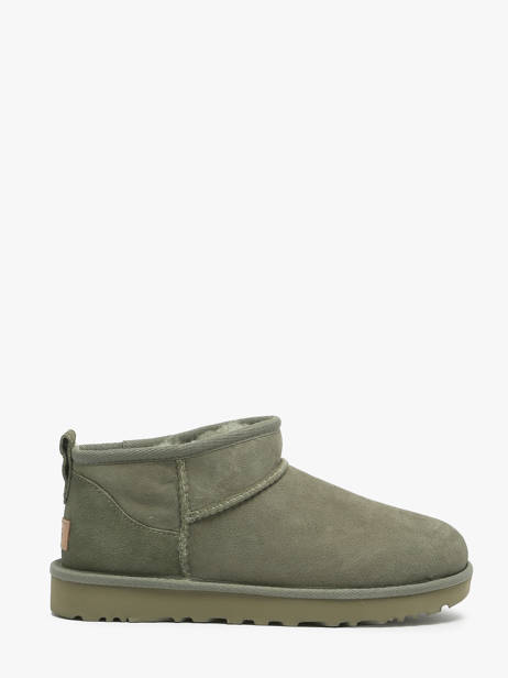 Boots Classic Ultra Mini En Cuir Ugg Vert women 1116109