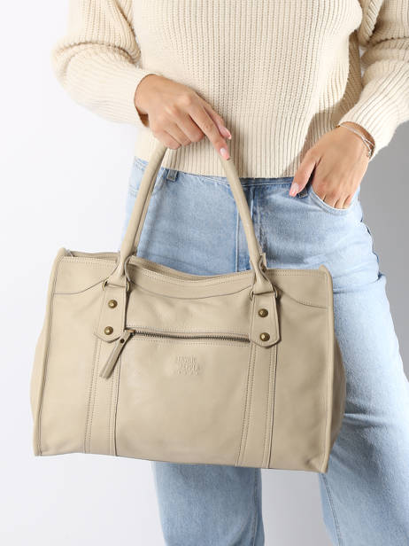 Shoulder Bag Cow Leather Basilic pepper Beige cow BCOW31 other view 1