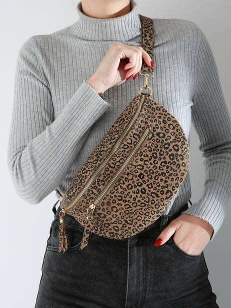 Sac Banane Velvet Leopardo Cuir Milano Marron velvet leopardo VL24091 vue secondaire 1