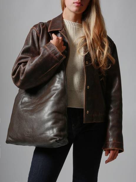 Sac Porté épaule Cow Cuir Basilic pepper Marron cow BCOW2L vue secondaire 1