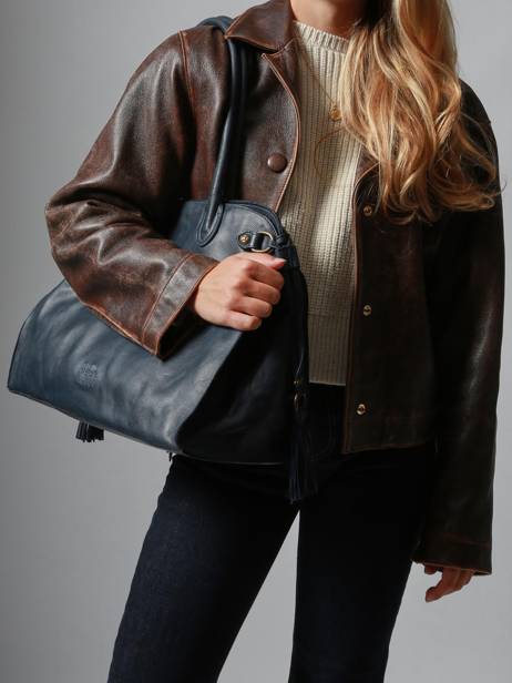 Shoulder Bag Cow Leather Basilic pepper Blue cow BCOW85 other view 1
