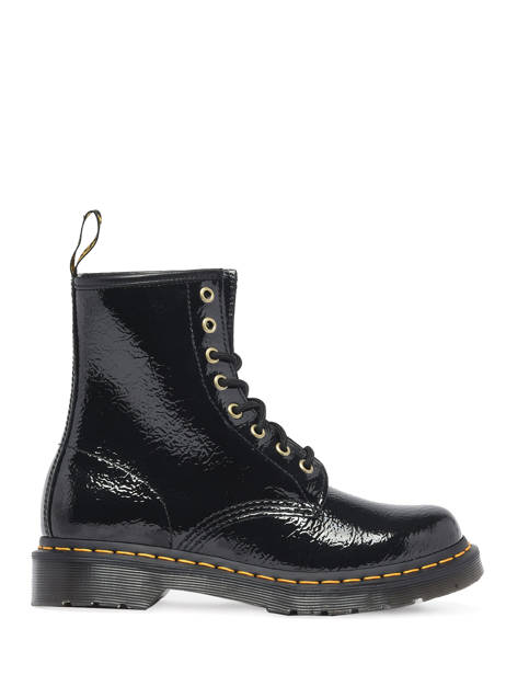 Bottines 1460 Black Distressed Patent En Cuir Dr martens Noir women 27774001