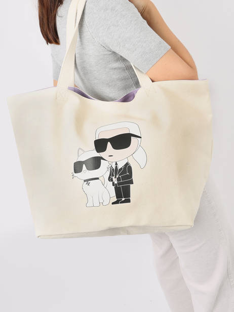 Sac Porté épaule K Ikonic 2.0 Coton Karl lagerfeld Beige k ikonic 2.0 235W3987 vue secondaire 1